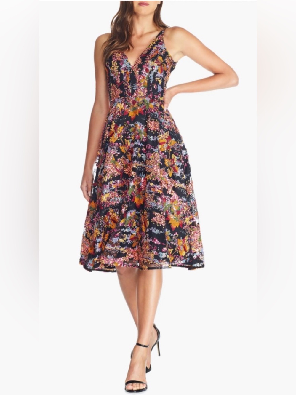 Dress the Population Elisa XL Sequin Embroidered Fit & Flare Cocktail Prom Dress